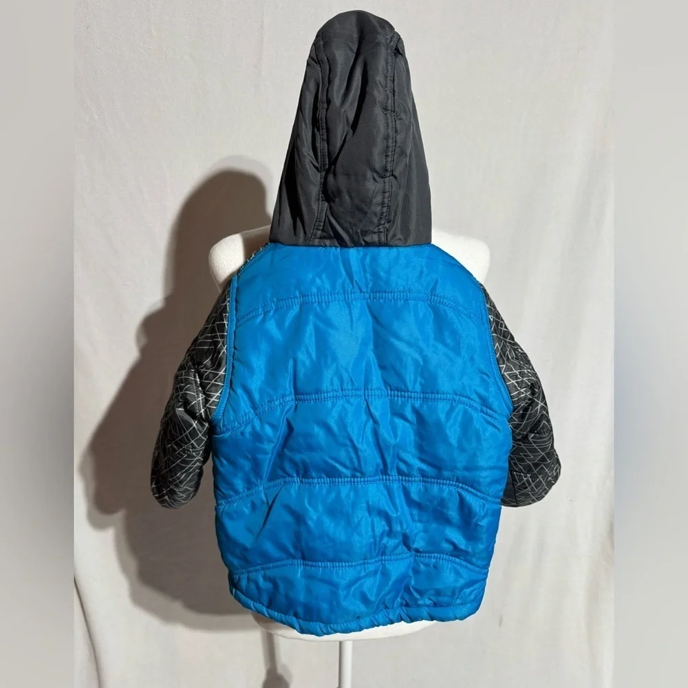 Artic Quest Boys Puffer Winter Warm Hooded Coat Blue & Black Size 3T
